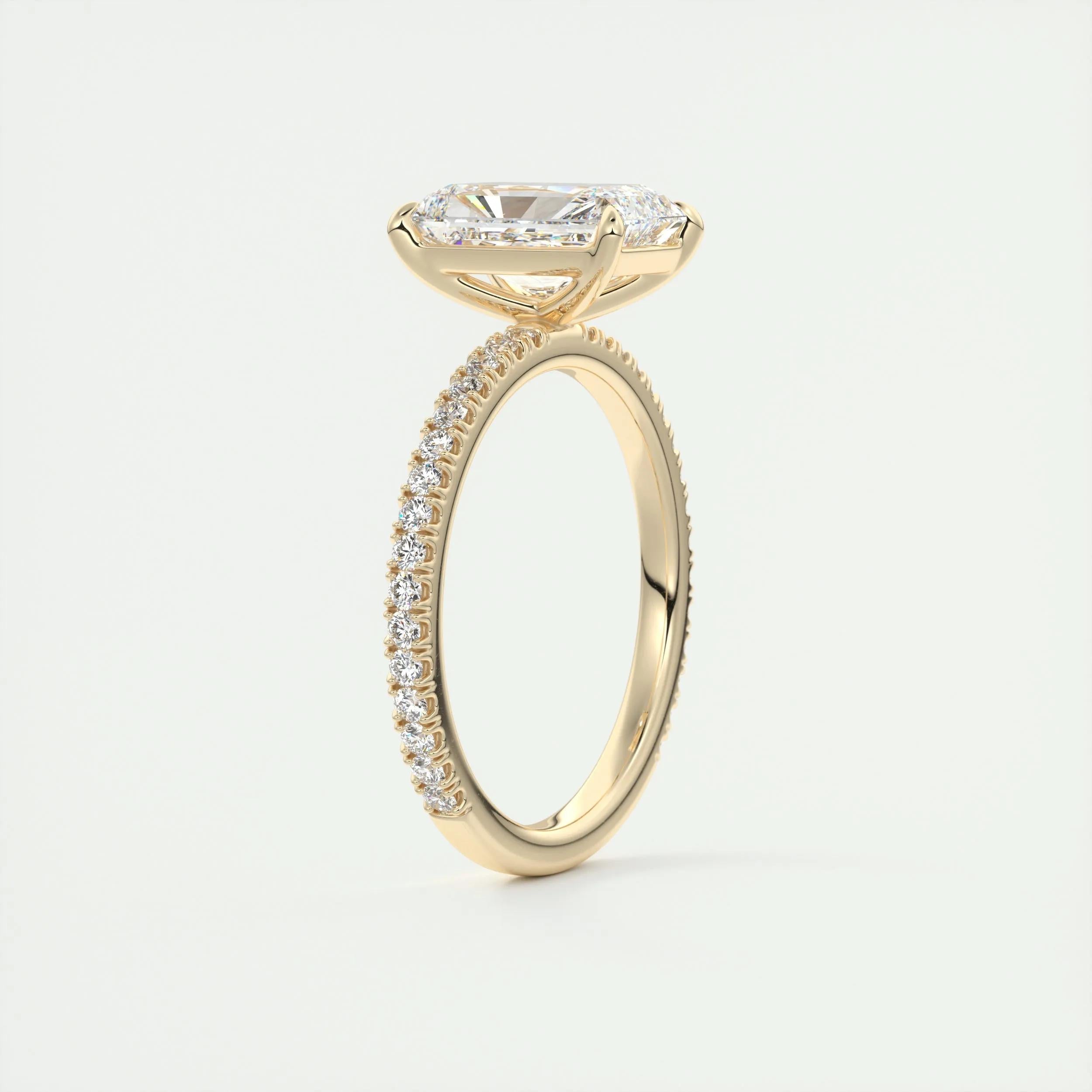 2.10 CT Radiant Cut Pave Style Moissanite Engagement Ring 14