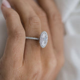 3.85 CT Oval Halo & Pave Moissanite Engagement Ring 6