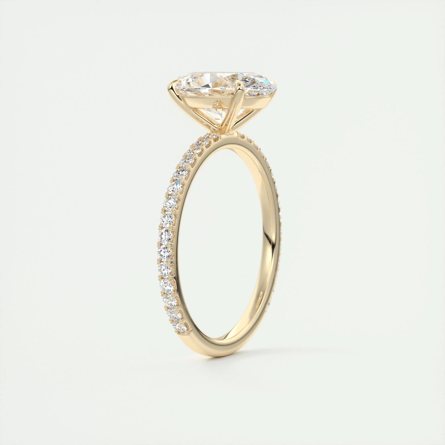 1.91 CT Oval Cut Pave Moissanite Engagement Ring 14