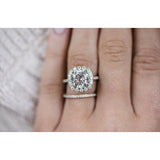 4.0 CT Cushion Halo & Pave Moissanite Engagement Ring 2