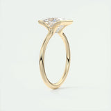 2.08 CT Princess Solitaire Half Bezel Moissanite Engagement Ring 11