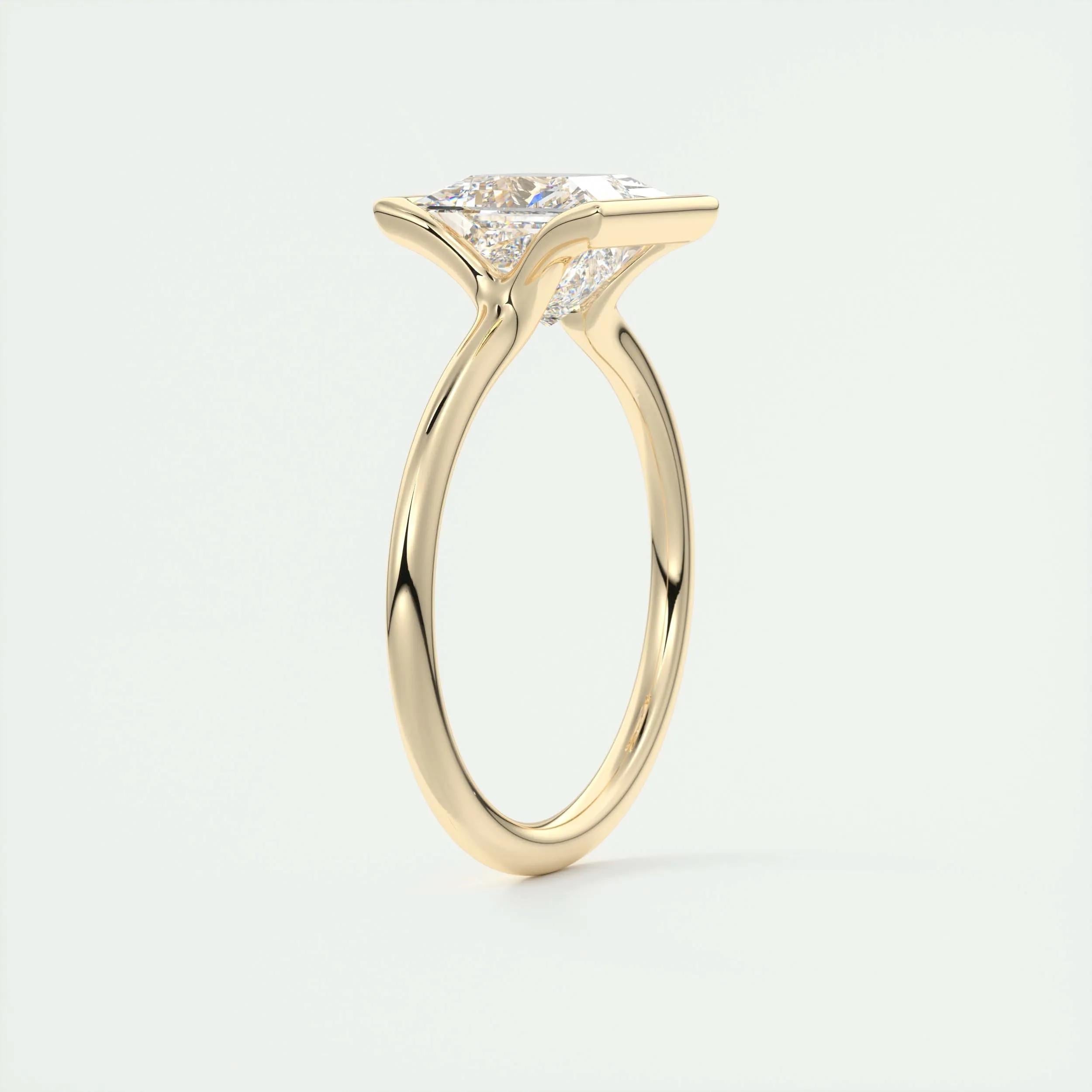 2.08 CT Princess Solitaire Half Bezel Moissanite Engagement Ring 11