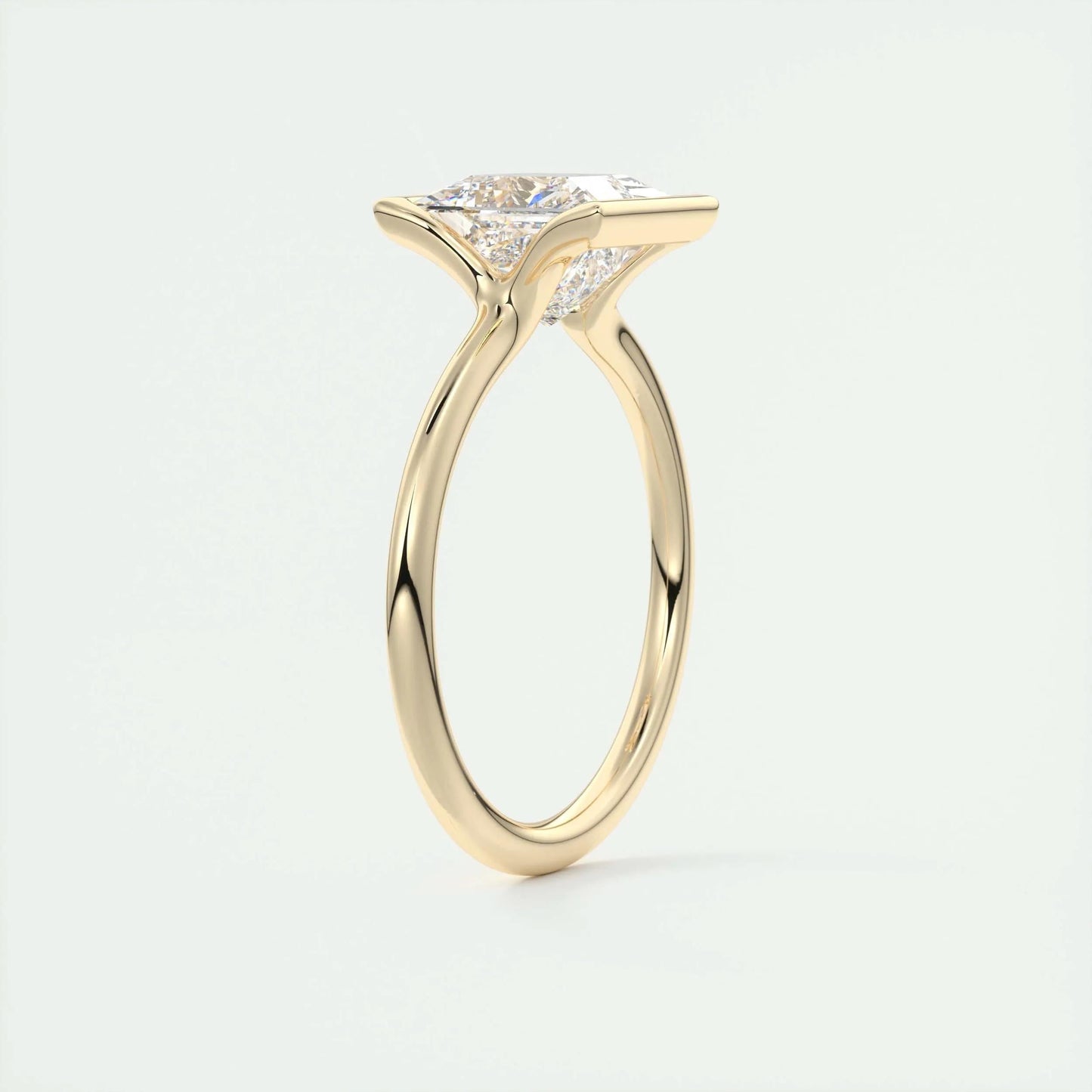 2.08 CT Princess Solitaire Half Bezel Moissanite Engagement Ring 11