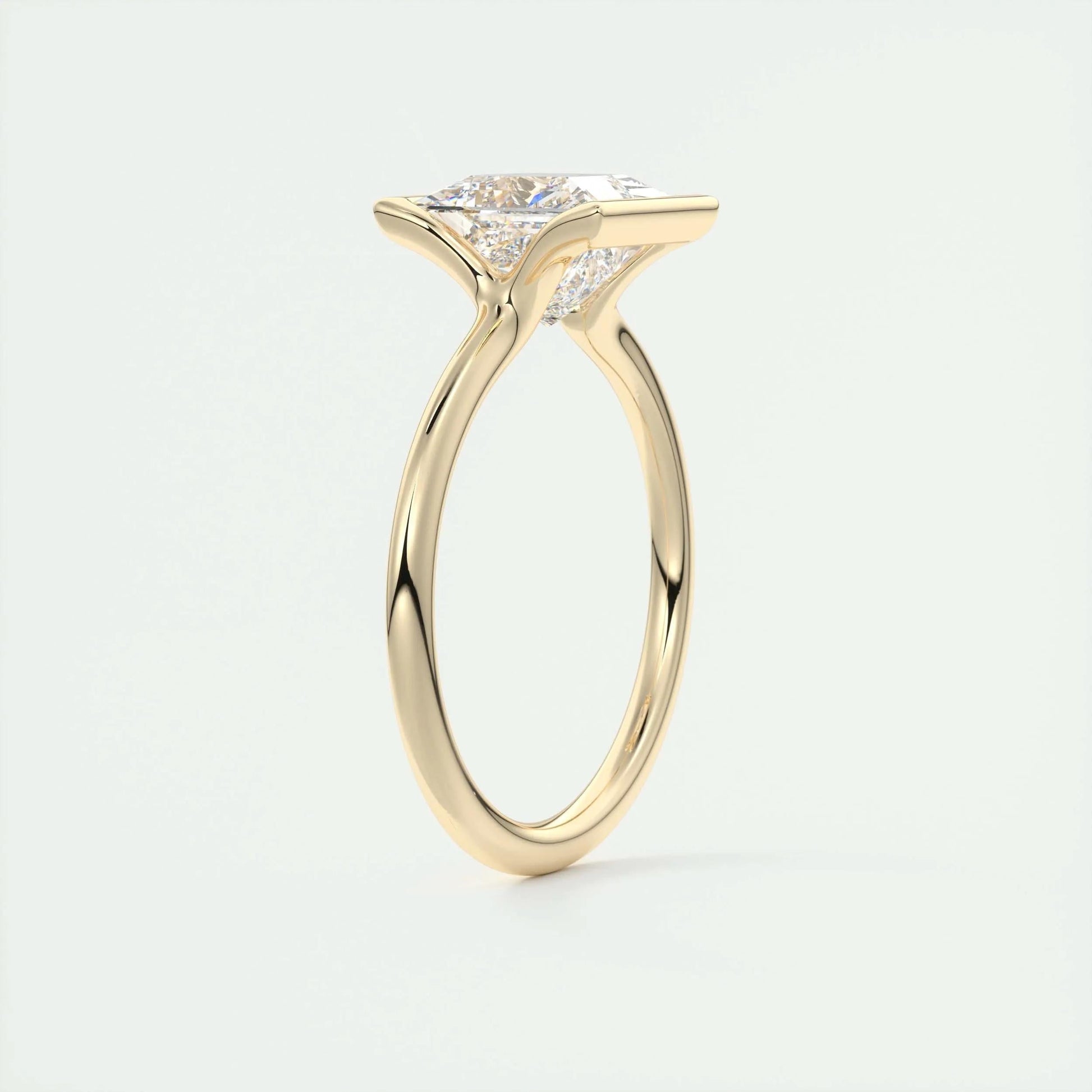 2.08 CT Princess Solitaire Half Bezel Moissanite Engagement Ring 11