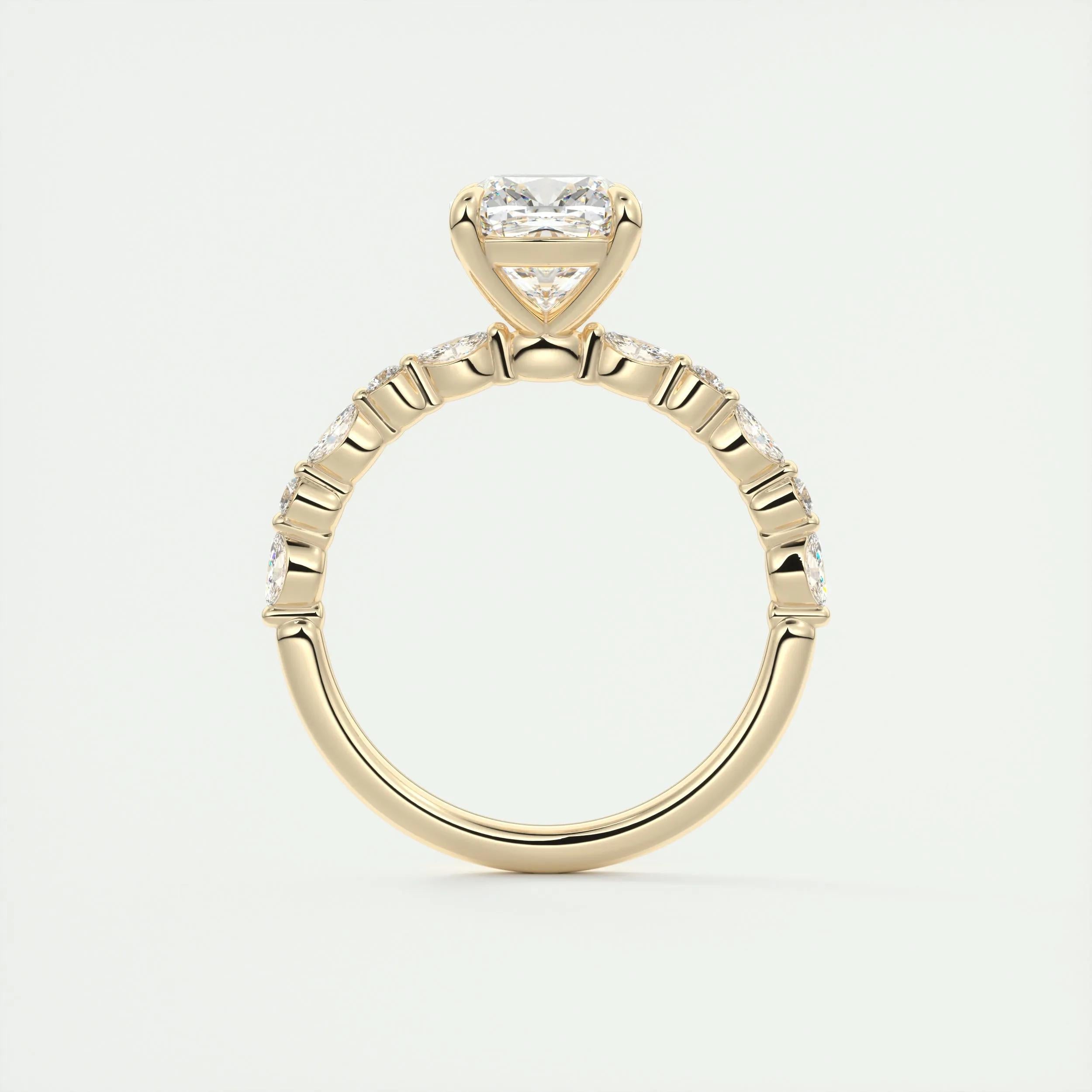 2.15 CT Cushion Cut Pave Moissanite Engagement Ring 14