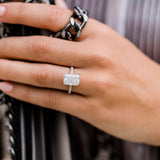 4.60 CT Radiant Solitaire Hidden Halo & Pave Moissanite Engagement Ring 4