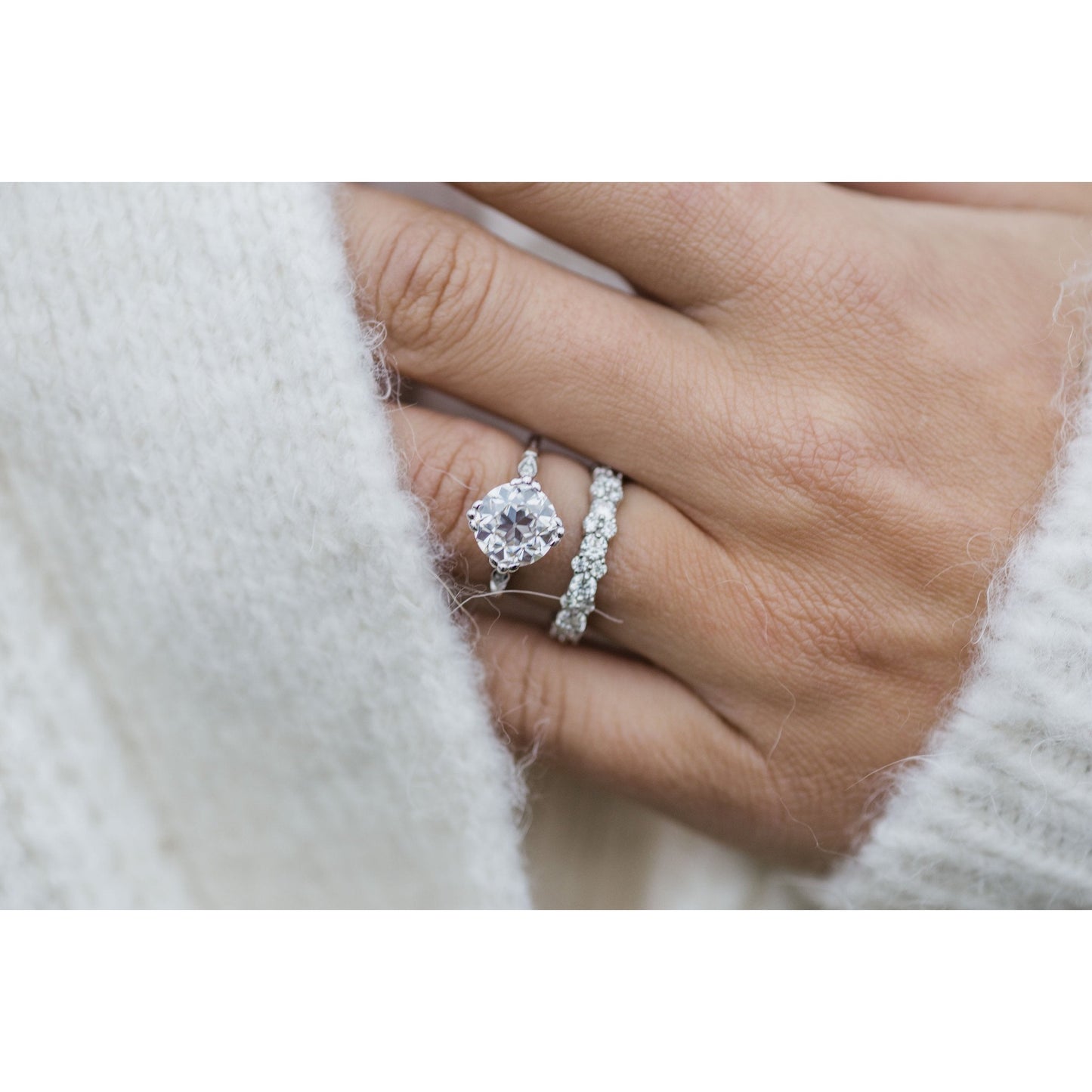 2.50 CT Old Mine Round Moissanite Engagement Ring 5