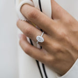 2.90 CT Oval Hidden Halo & Pave Moissanite Engagement Ring 4