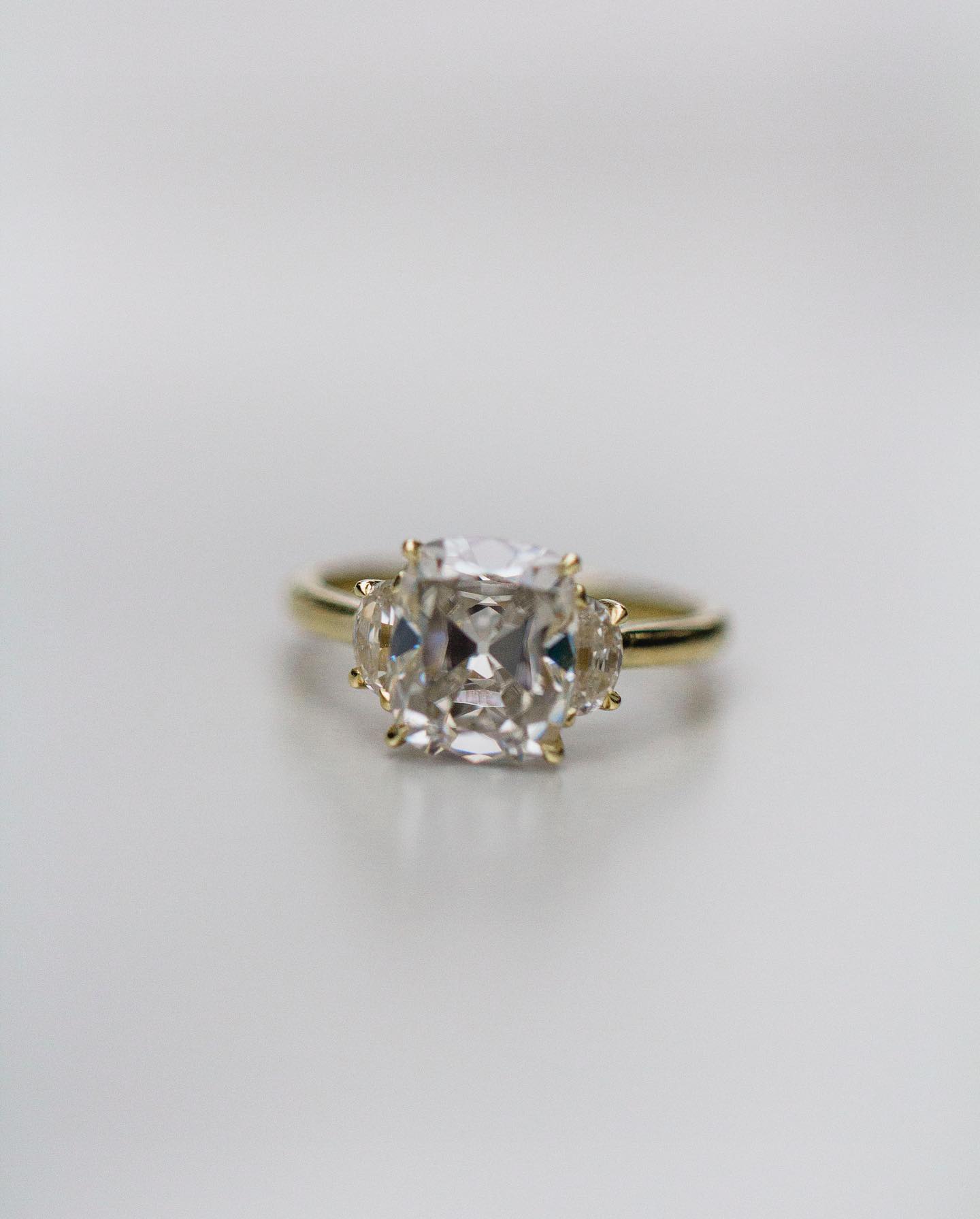 
                  
                    3.50 CT Old Mine Cushion Three Stone Moissanite Engagement Ring 3
                  
                