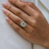 3.0 CT Emerald Halo Moissanite Engagement Ring 1