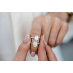 4.0 CT Emerald Hidden Halo & Pave Moissanite Engagement Ring 5