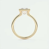 2.08 CT Princess Solitaire Half Bezel Moissanite Engagement Ring 12