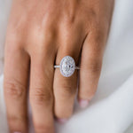 3.85 CT Oval Halo & Pave Moissanite Engagement Ring 8