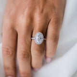 3.85 CT Oval Halo & Pave Moissanite Engagement Ring 8