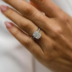 3.20 CT Cushion Solitaire Hidden Halo & Pave Moissanite Engagement Ring 1