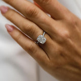 3.20 CT Cushion Solitaire Hidden Halo & Pave Moissanite Engagement Ring 1