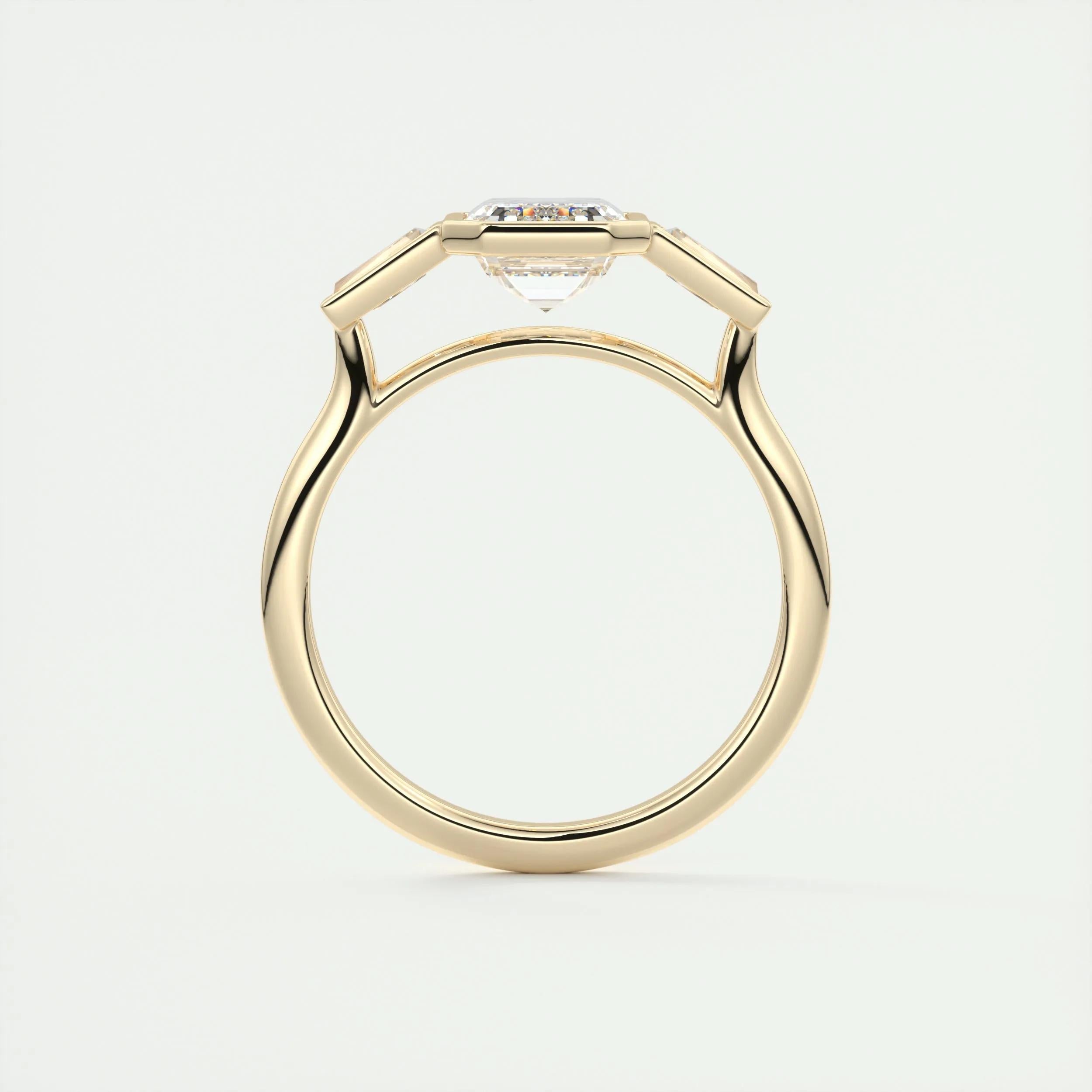 2.30 CT Emerald Cut Bezel 3 Stone Moissanite Engagement Ring 14