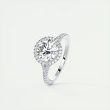 2.0 CT Round Halo Split Shank Moissanite Engagement Ring 4