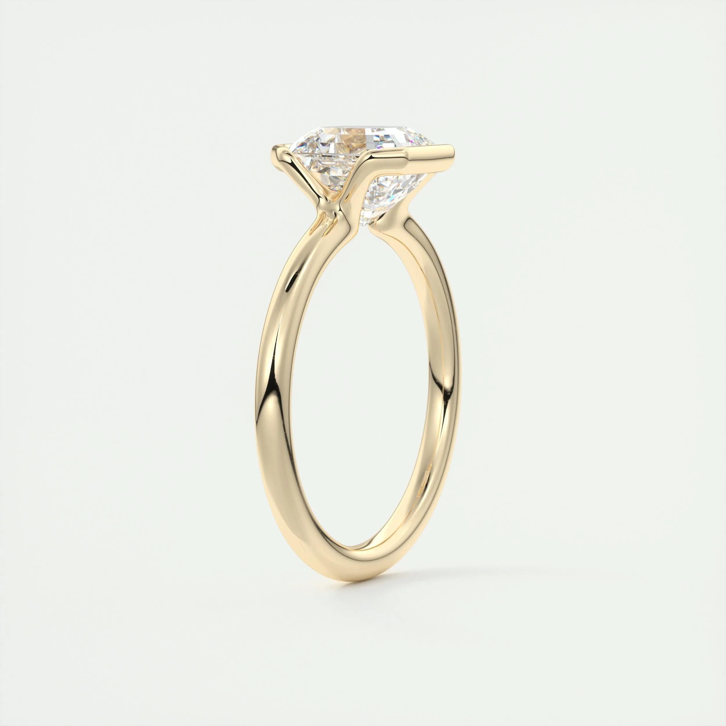 2.03 CT Asscher Half Bezel Solitaire Moissanite Engagement Ring 14