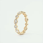 0.98 Marquise and Round Bezel Moissanite Bridal Wedding Band 9