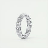 2.25 Asscher Cut Full Bezel Setting Moissanite Bridal Wedding Band 2