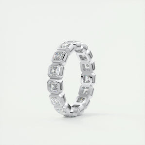 2.25 Asscher Cut Full Bezel Setting Moissanite Bridal Wedding Band 2