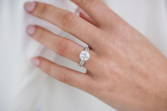 2.50 CT Round Cut Hidden Halo Moissanite Engagement Ring 2