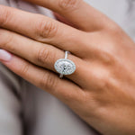 3.85 CT Oval Halo & Pave Moissanite Engagement Ring 7