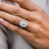 3.85 CT Oval Halo & Pave Moissanite Engagement Ring 7