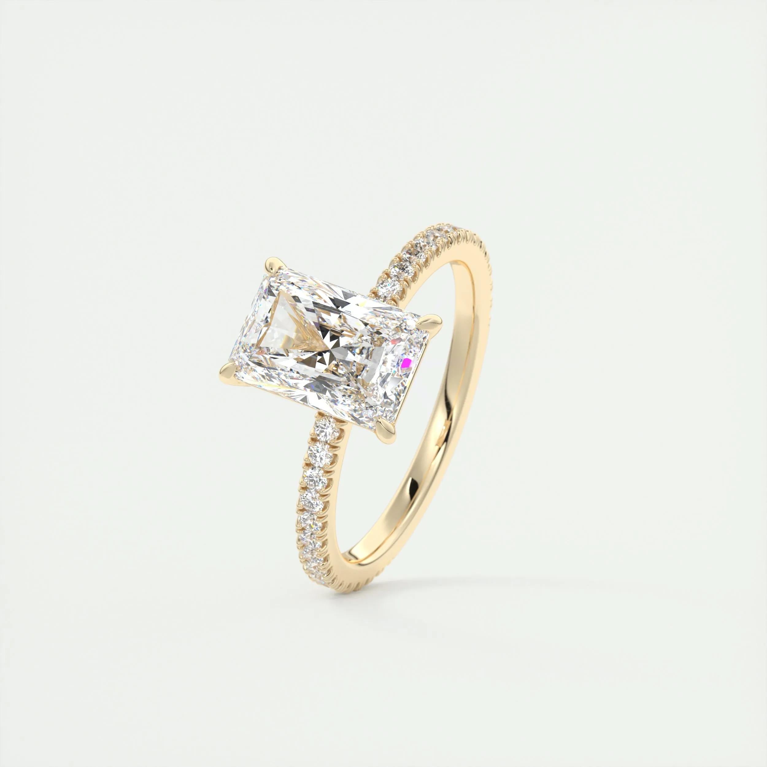 2.10 CT Radiant Cut Pave Style Moissanite Engagement Ring 12