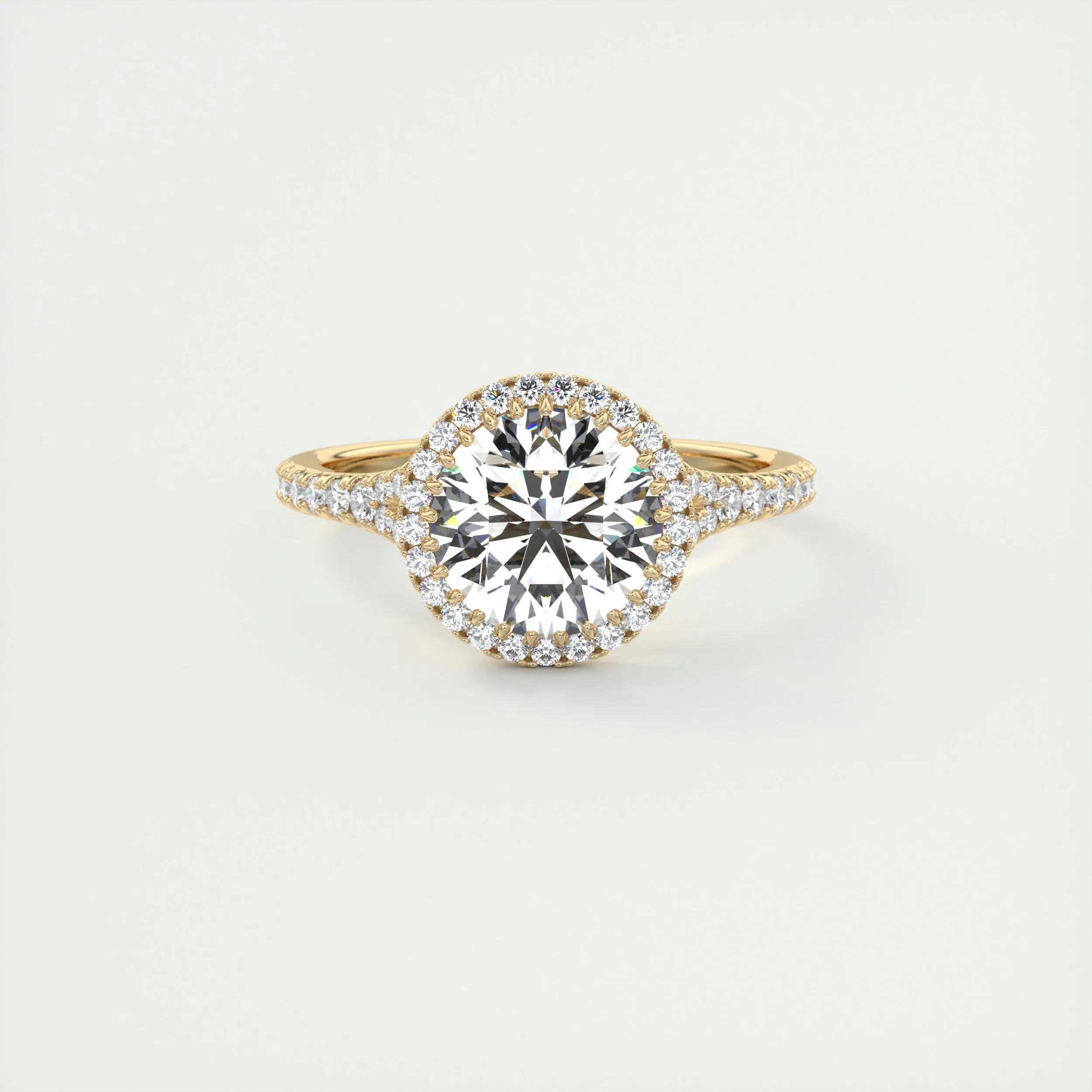 2.0 CT Round Halo Split Shank Moissanite Engagement Ring 7