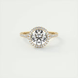 2.0 CT Round Halo Split Shank Moissanite Engagement Ring 7