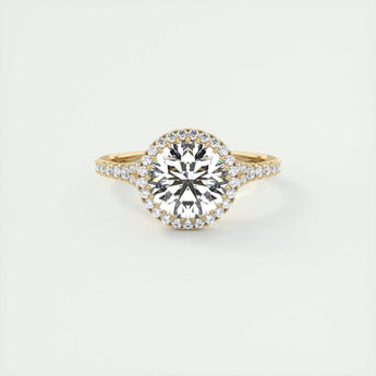 2.0 CT Round Halo Split Shank Moissanite Engagement Ring 7