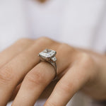 4.10 CT Asscher Three Stone Moissanite Engagement Ring 7