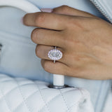 6.58 CT Oval Cut Halo & Pave Moissanite Engagement Ring 4