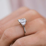 2.50 CT Elongated Cushion Three Stone Moissanite Engagement Ring 4