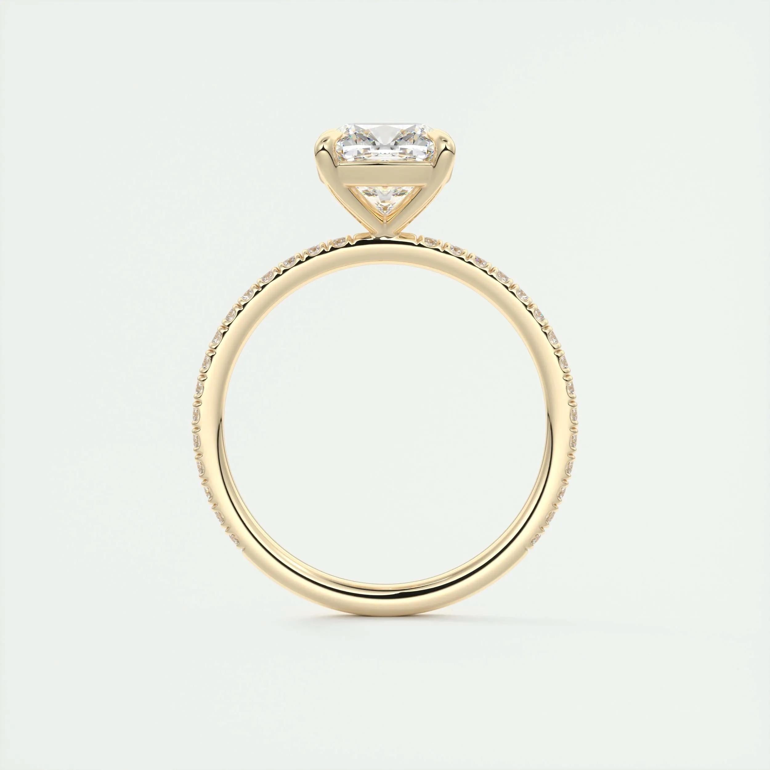 2.15 CT Cushion Cut Pave Moissanite Engagement Ring 14