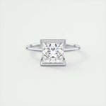 2.08 CT Princess Solitaire Half Bezel Moissanite Engagement Ring 1