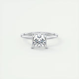 2.08 CT Princess Hidden Halo Moissanite Engagement Ring 1