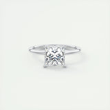 2.08 CT Princess Solitaire Hidden Halo Moissanite Engagement Ring 1