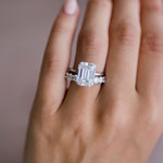 5.50 CT Emerald Hidden Halo Moissanite Engagement Ring 6