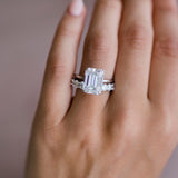 5.50 CT Emerald Hidden Halo Moissanite Engagement Ring 6