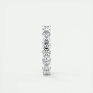 1.28 Pear and Round Bezel  Moissanite Bridal Wedding Band 2