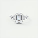 2.30 CT Emerald Cut Bezel 3 Stone Moissanite Engagement Ring 1
