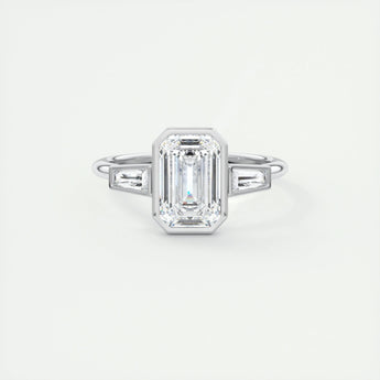 2.30 CT Emerald Cut Bezel 3 Stone Moissanite Engagement Ring 1