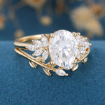 2.72 CT Oval Shaped Moissanite Cluster Bridal Set 3