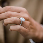 3.85 CT Oval Halo & Pave Moissanite Engagement Ring 2