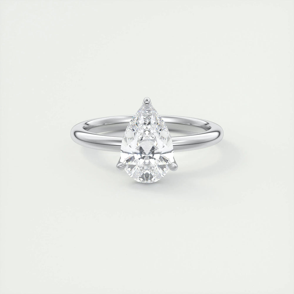 1.93 CT Pear Cut Solitaire Moissanite Engagement Ring