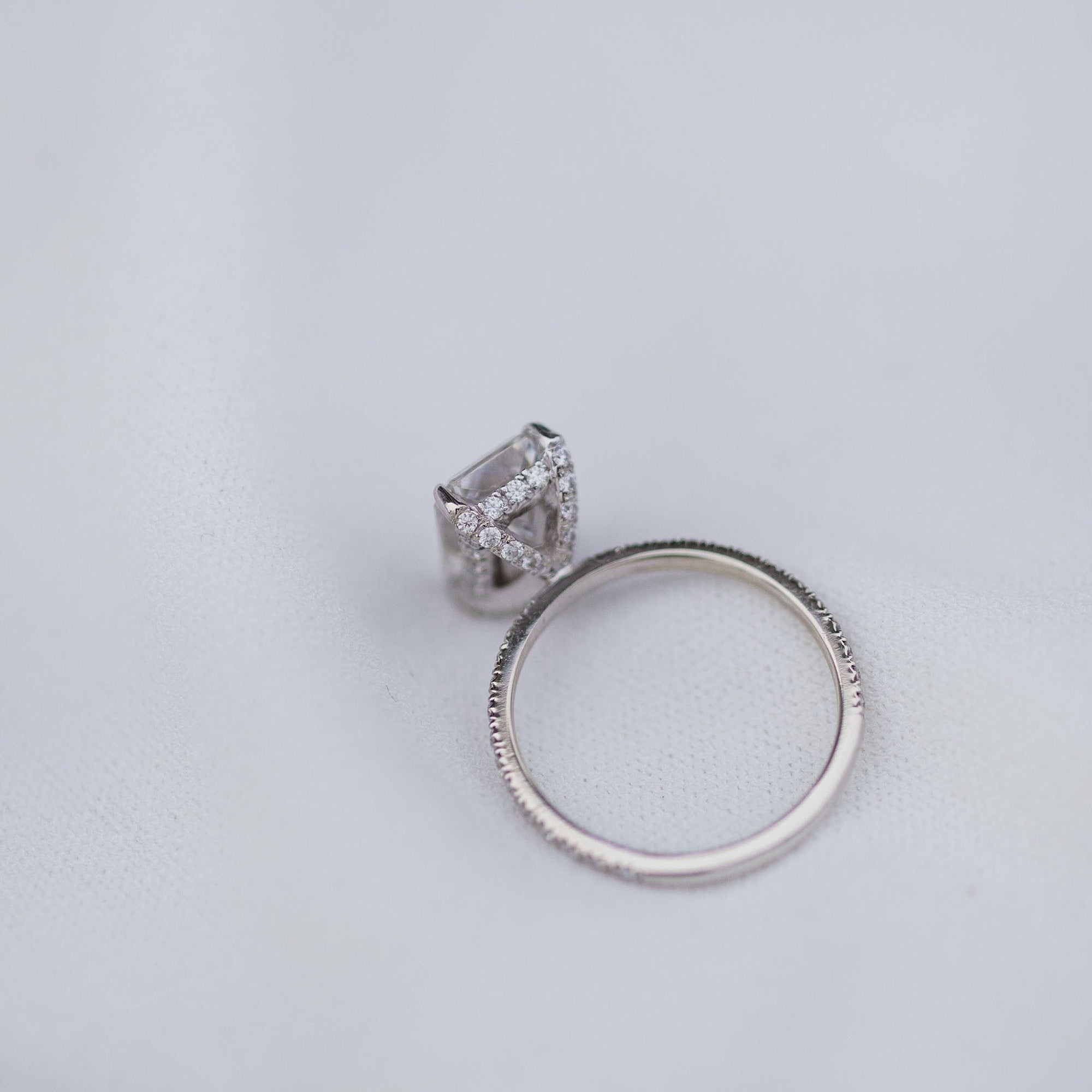 2.70 CT Radiant Solitaire Hidden Halo Pave Moissanite Engagement Ring 2