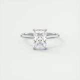 2.10 CT Radiant Solitaire Hidden Halo Moissanite Engagement Ring 1